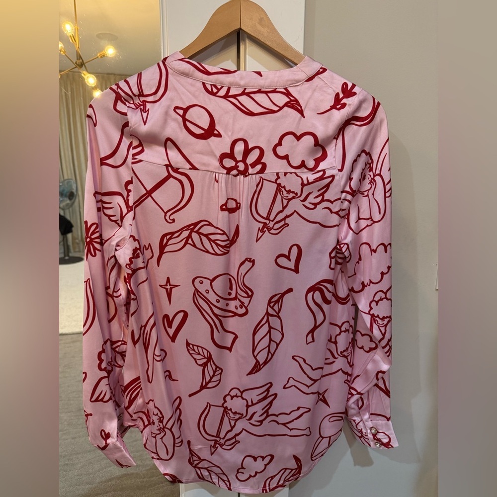 Vow Studio “Here Comes Love”  Pink and Red Blouse Size 8 NWT - Picture 4 of 7